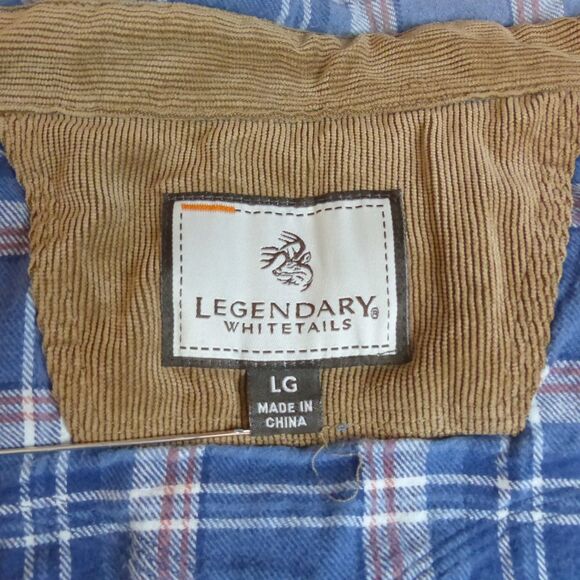 Legendary Whitetails Shirt Mens L Blue Plaid Western Flannel Stockyards Shotgun - Picture 11 of 16